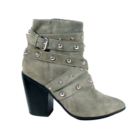RAYE Shoes - RAYE Erika Suede Studded Booties Heeled Boots